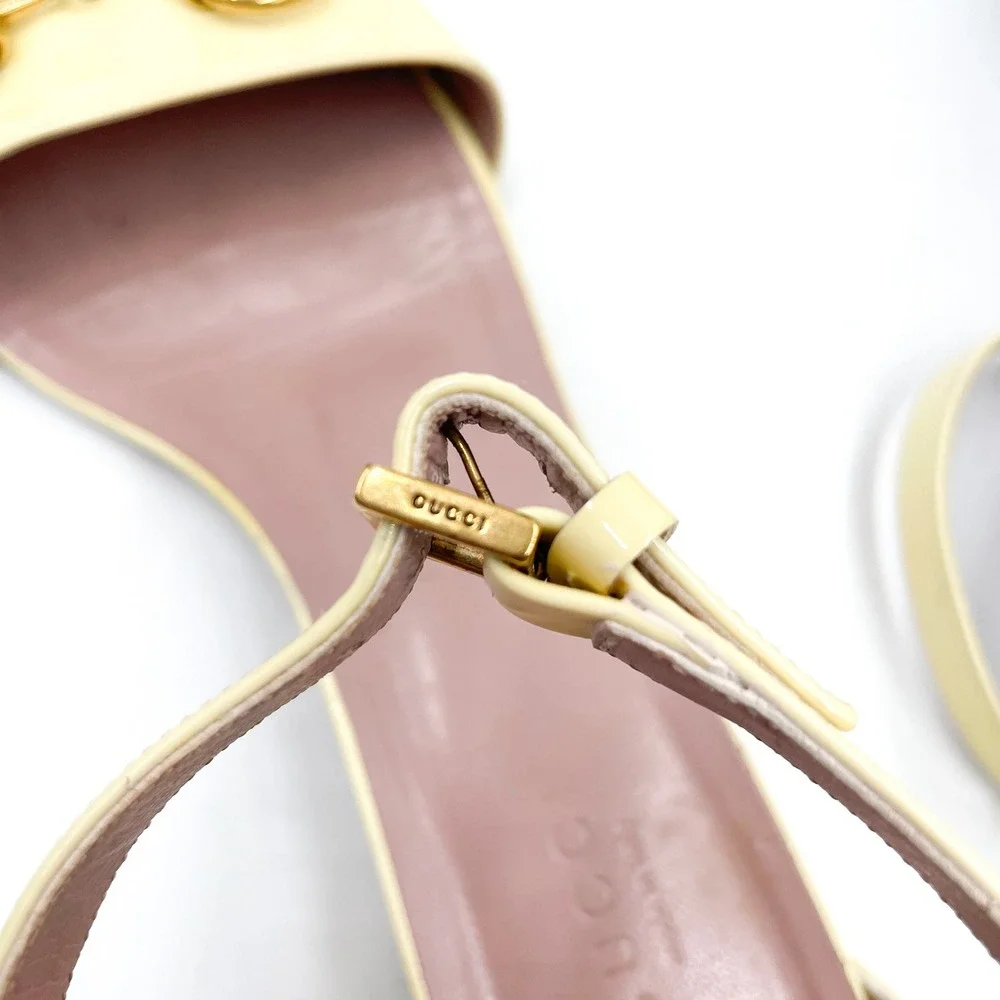 Gucci Horsebit Sandals Butter Yellow Patent Leather Low Heel Sz 36 / 6 - Picture 12 of 12